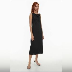 AXCESS BY LIZ CLAIBORNE BLACK COWLNECK MAXI DRESS SIZE MEDIUM